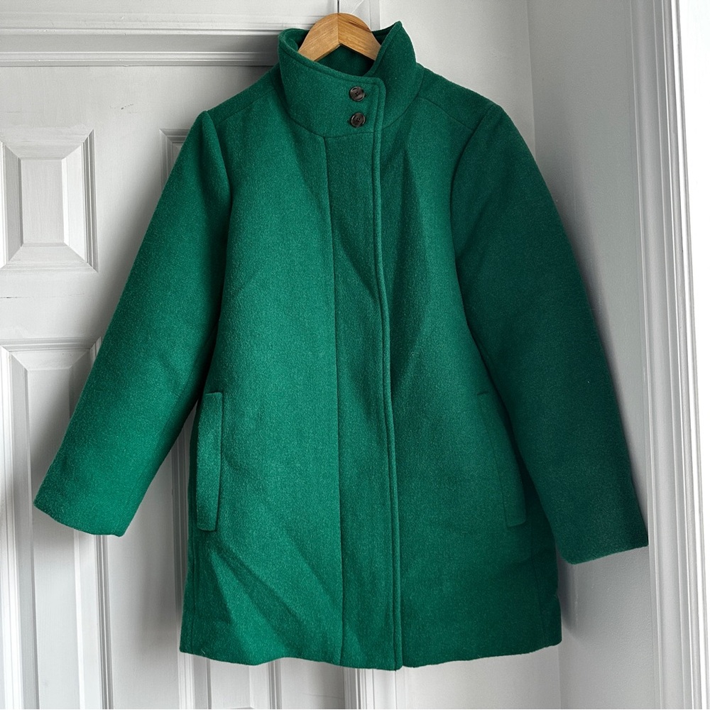 J Crew Petite City Wool Coat Emerald Green